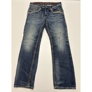 ROCK REVIVAL Jeans Men's Size 34x32 Jason Relaxed Straight Thick Stitch Denim